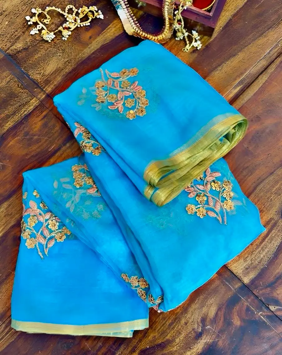 Nandyarvattam Semi Organza Designer Saree